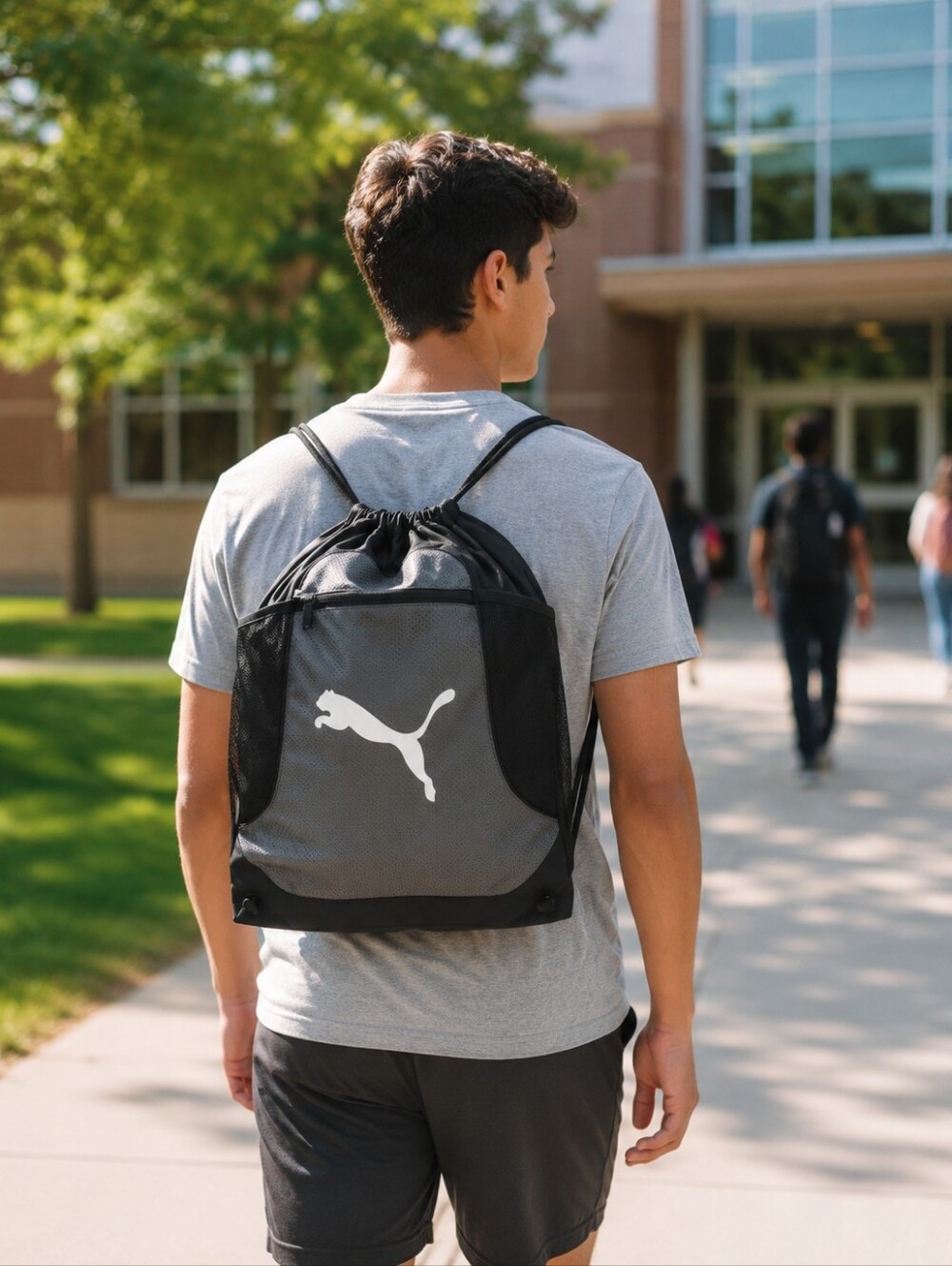 PUMA Evercat Contender drawstring cinch bag grey black mens boys unisex backpack